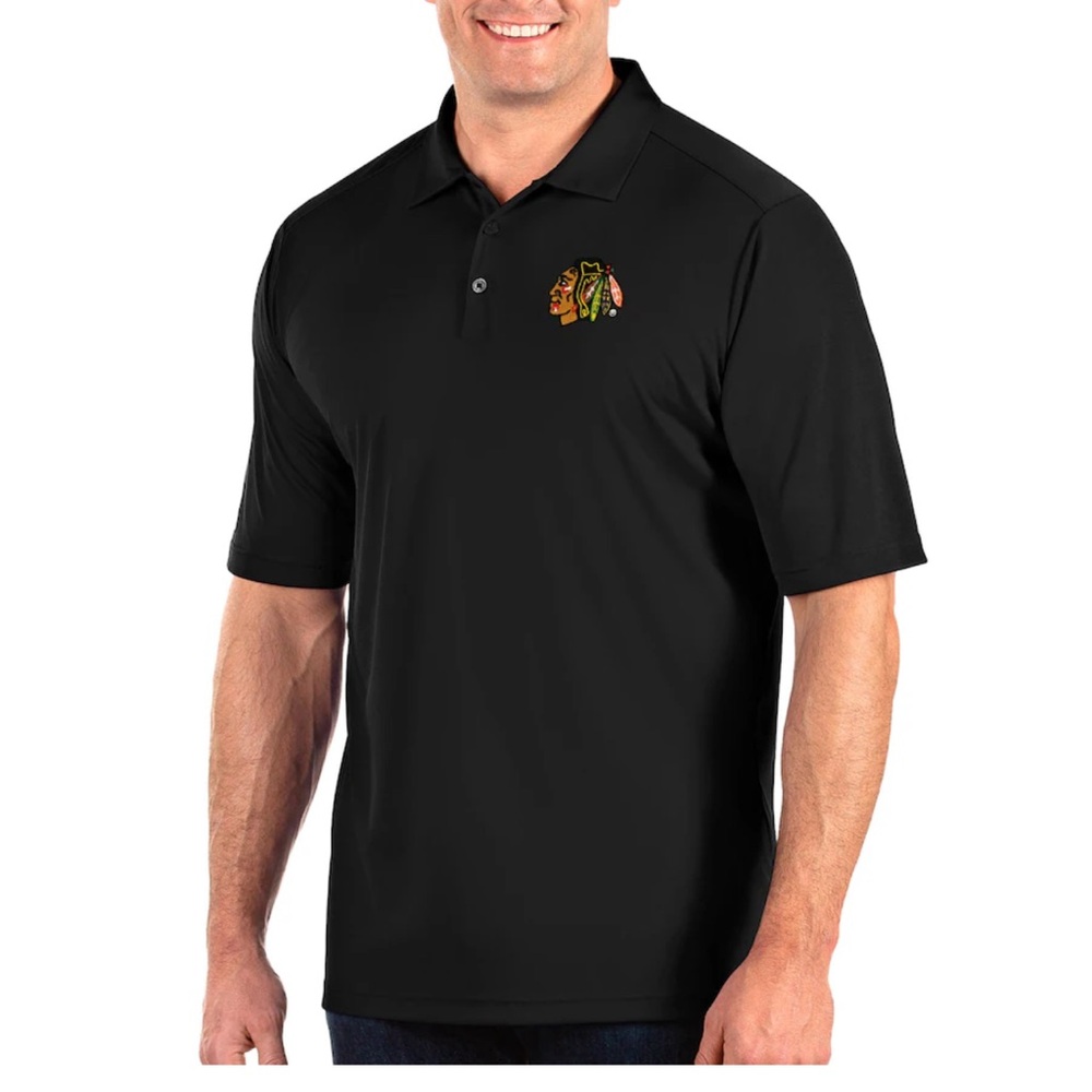 Chicago Blackhawks Antigua Big & Tall 4XL Tribute Polo - Black